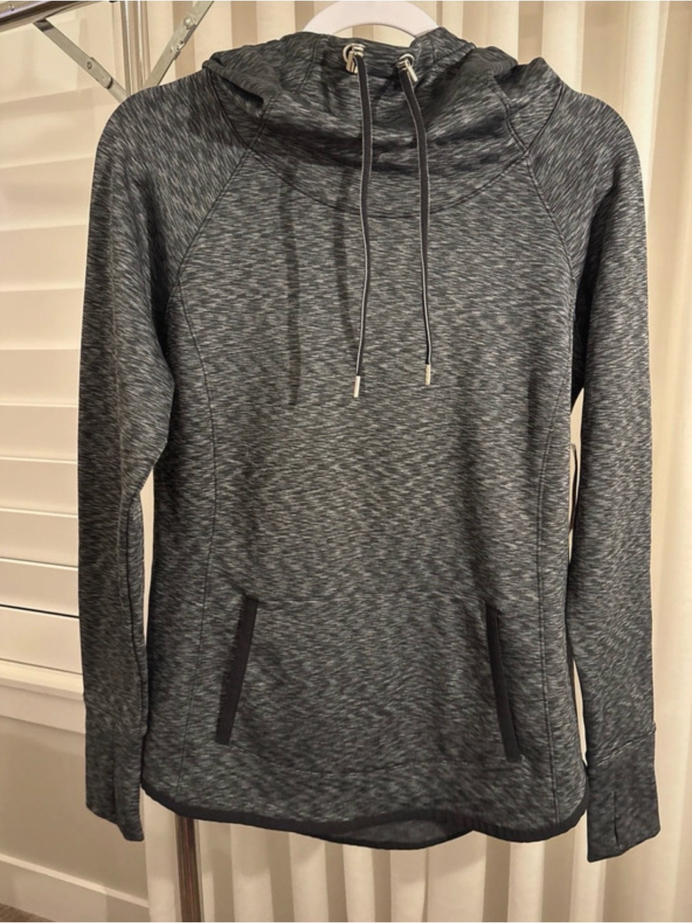 Athleta Tranquility Fleece-Lined Funnel/Cowl Neck Pullover Hoodie
